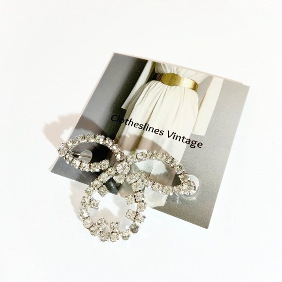 Vintage JAY FLEX Sterling Rhinestone Brooch Pin - Picture 2 of 7